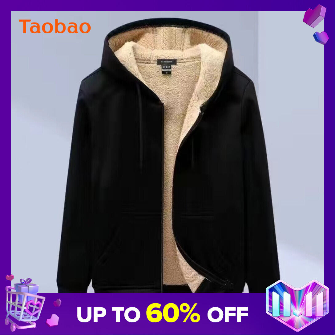 2022 Coat Fleece-Lined Thickened Berber Fleece Zipper Cardigan Cotton Sweater Autumn and Winter Solid Color Loose Large Size Hooded Suit