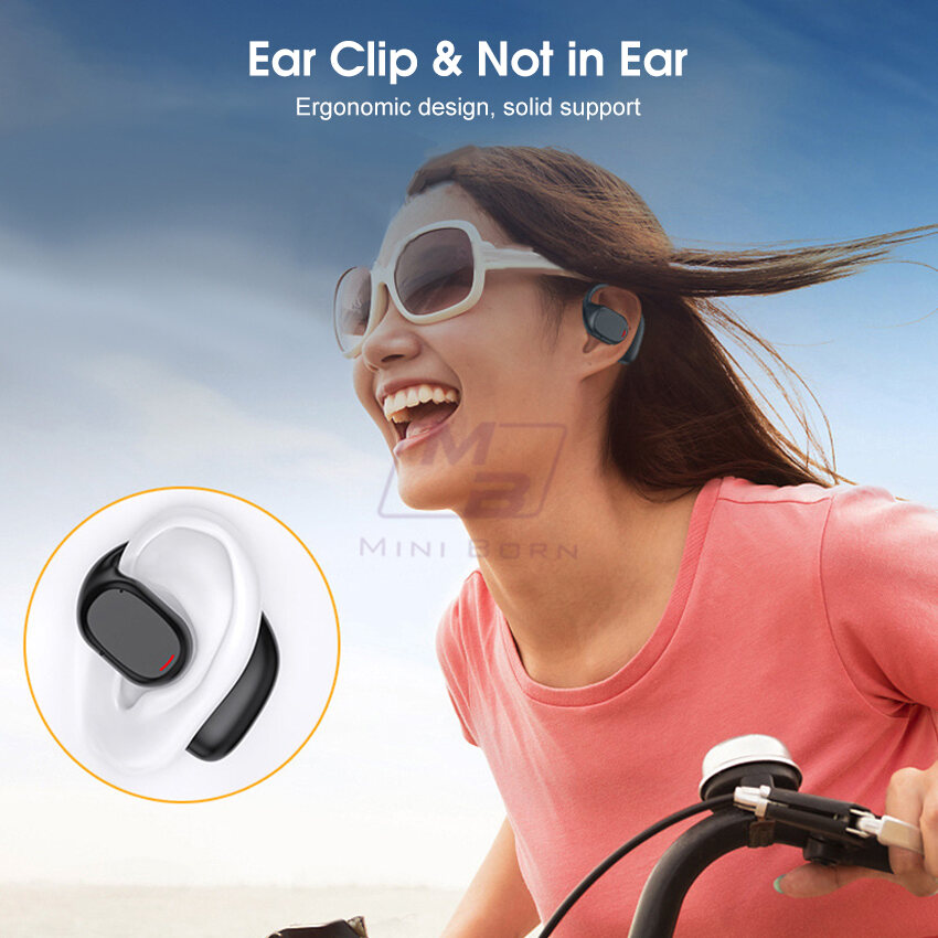 Mini Born TWS Bluetooth Earphone Bone Conduction Headphones Ear Hook Earphones LED Display Earphone Non-In-Ear Headset HD Stereo Earbuds