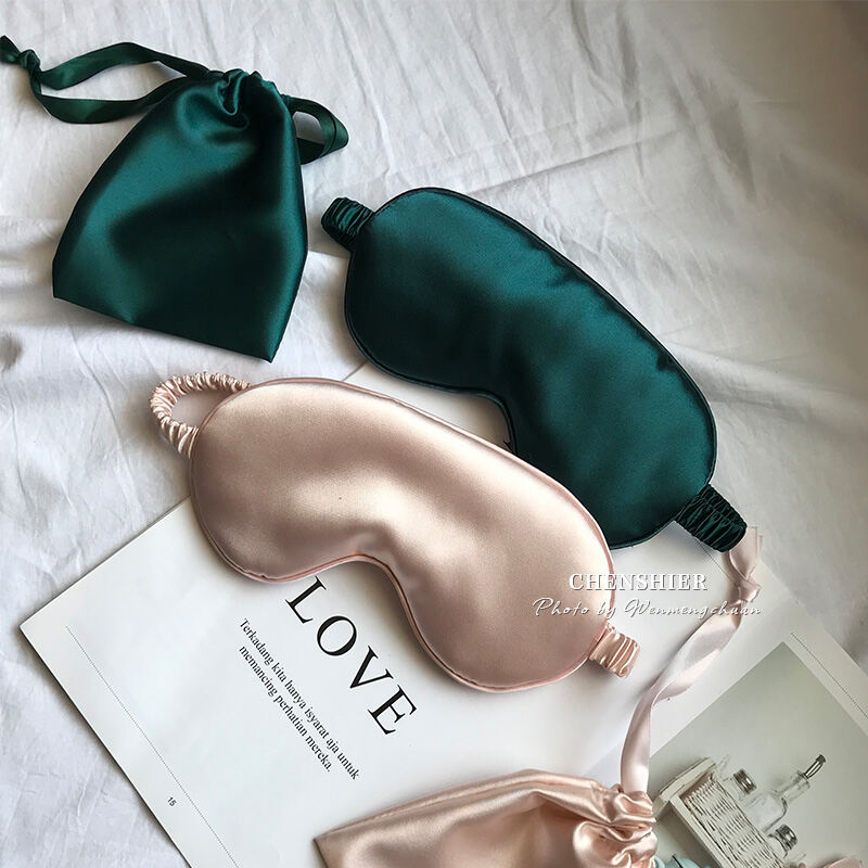 Texture Satin Chiffon Silk Sleeping Eye Mask Female Imitated Silk Fabric Breathable Comfortable Shading Lunch Break Sleeping Pink Green