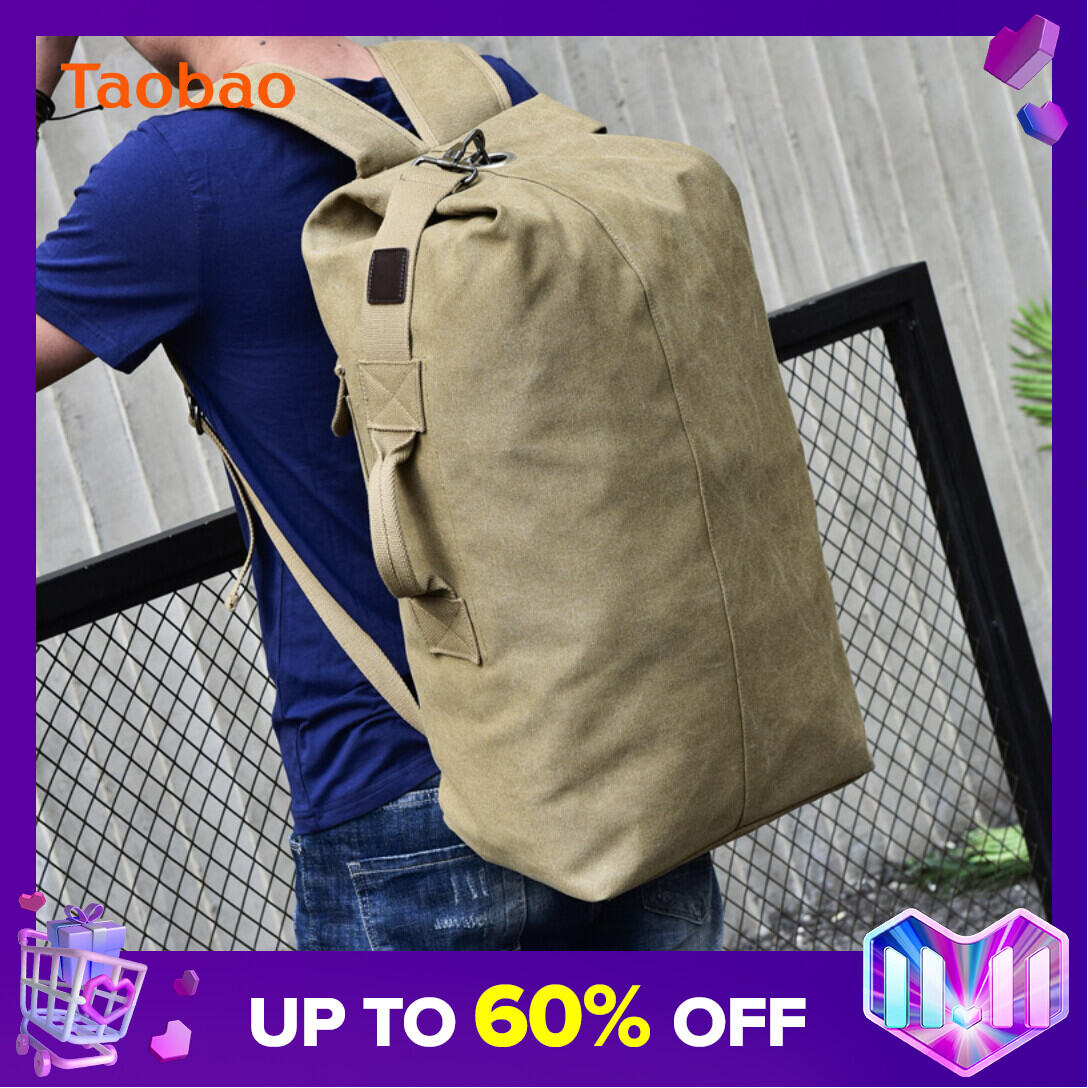 Super Large Capacity Casual Backpack Lightweight Simple Travel Backpack Men's Outdoor Travel Sports Canvas Bucket Bag