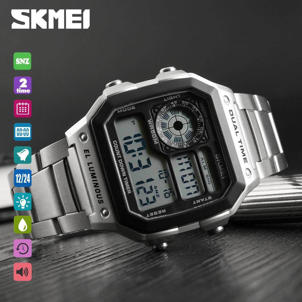 SKMEI Fashion Men Watch Sport Wristwatch Military 5Bar Water Resistant Chronograph Countdown EL Backlight Alarm Snooze Hourly Chime Auto Complete Calendar 1335