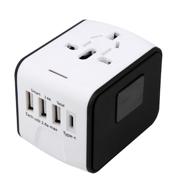 [SG Seller] [ORIGINAL] OTRAVEL International Power Adapter Travel Plug Adapter with High Speed 3 USB and Type-C for UK,US,AU,Europe,Asia All in One for iPhone, Android, All USB Devices