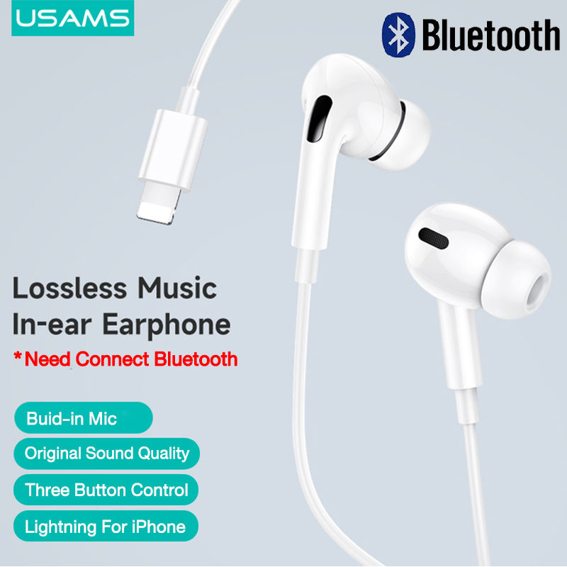 USAMS Lightning In-ear Earphones For iPhone Bluetooth Headset Lossless Music Headsets with Microphone For iPhone