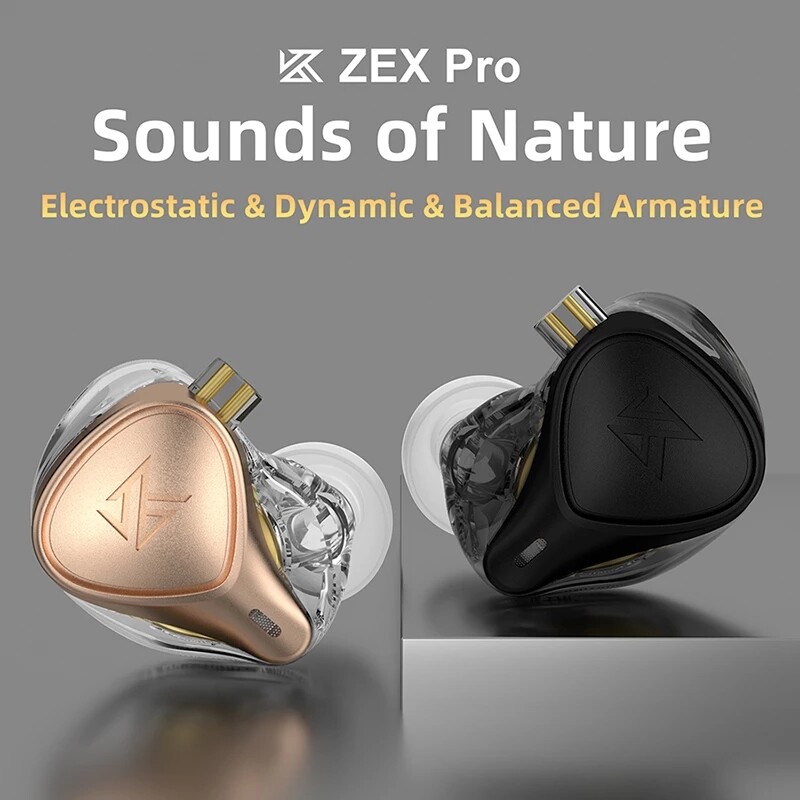 KZ ZEX Pro Electrostatic +Dynamic+Balanced In-Ear Earphone Noice Cancelling Sport Game HIFI Headset Detachable Cable EDX EDS ZSN