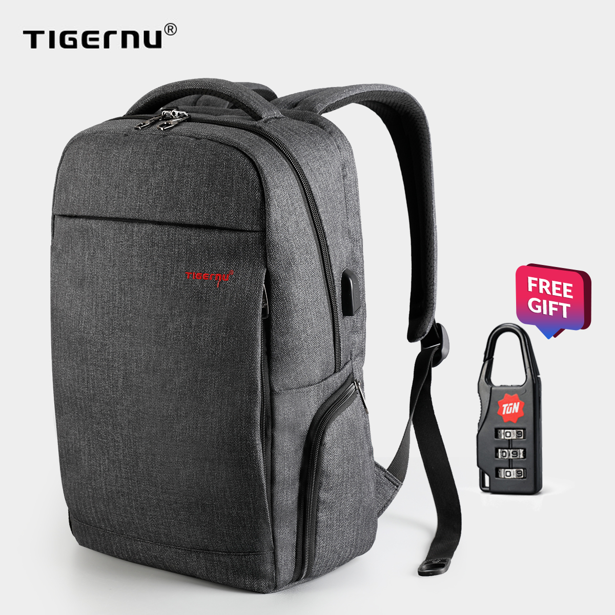Tigernu Brand Anti theft design USB Charging Backpack Men Women Backpack school bag 15.6 inch Laptop bag BackpackT-B3217 - intl
