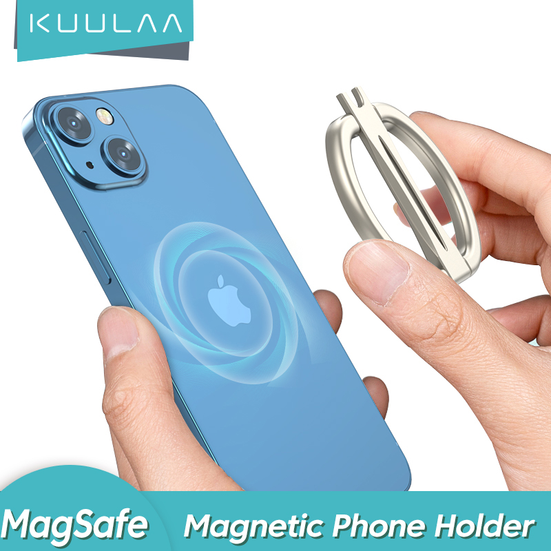 【50%OFF VOUCHER 】KUULAA Magnetic Phone Holder Stand with MagSafe Wireless Charging Phone Grip Stand Removable Magnetic Ring Holder for iPhone 14 13 12 Plus/Pro/Pro Max/Mini Desktop Mobile phone suppor
