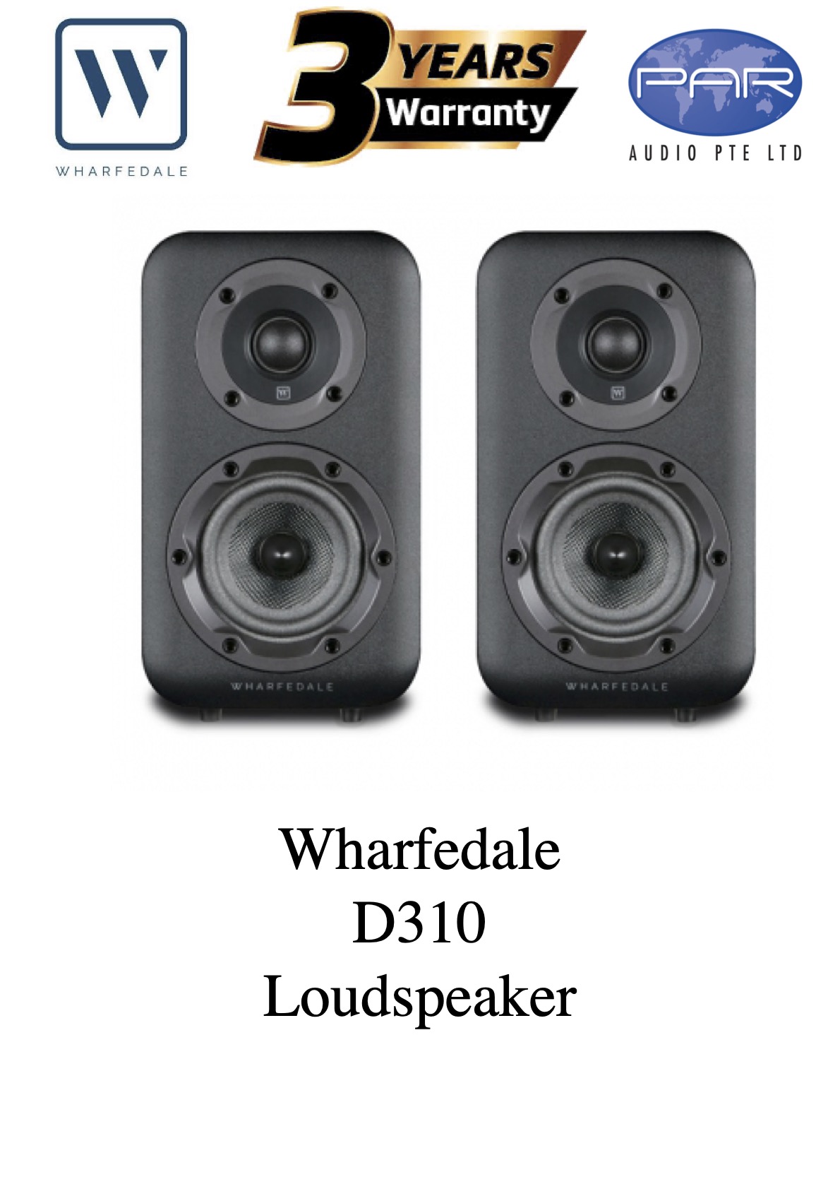 WHARFEDALE D310 (BLACK), BOOKSHELF SPEAKER, 3 YEARS WARRANTY