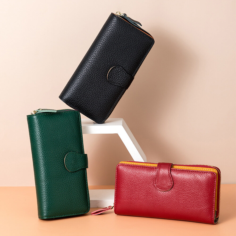 Dreamwise RFID Anti-theft Brush Long Wallets for Women New Real Soft Cowhide Clutch Coin Purse Ladies Card Holder Mobile Phone Bag