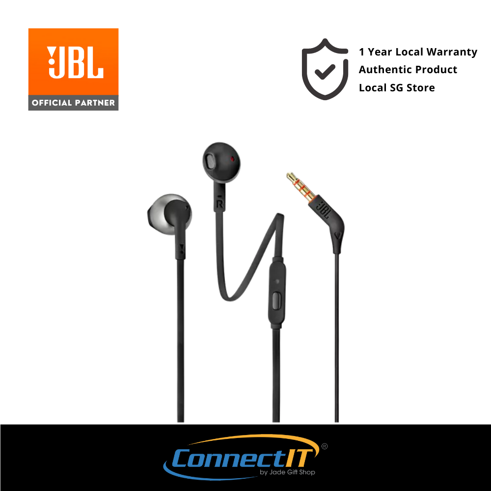 JBL Tune 205 Wired On-Ear Earbud Headphones Tangle-Free Flat Cable 1-Button Remote With Mic (1 Year Local Warranty)