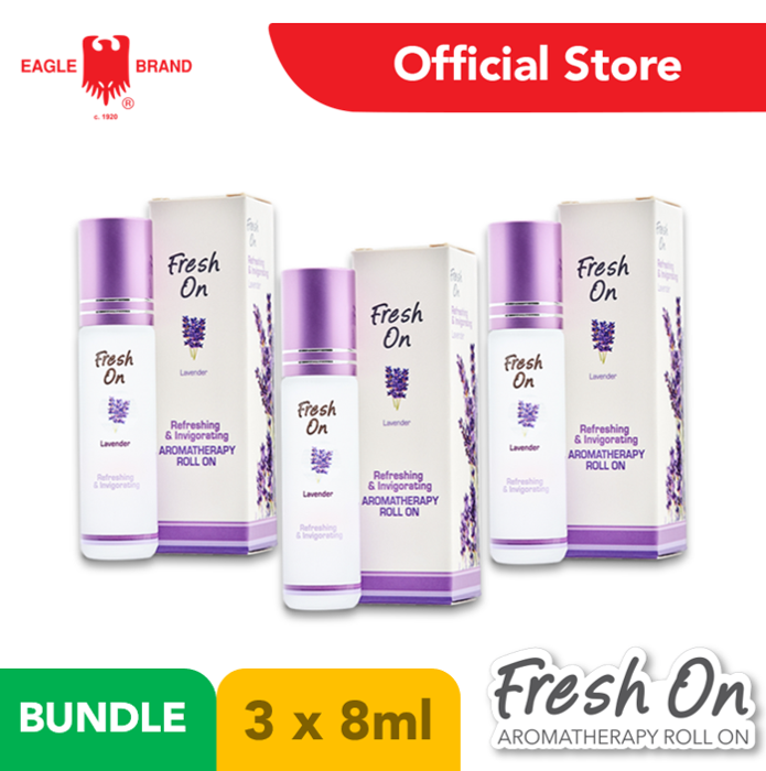 3x - Fresh On Aromatherapy Roll-On 8ml (Lavender)