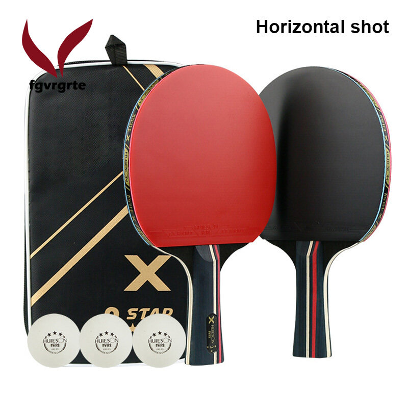 Fgvrgrt Table Tennis Bat Racket PingPong Paddle Long Short Handle Durable Bag 3 Balls