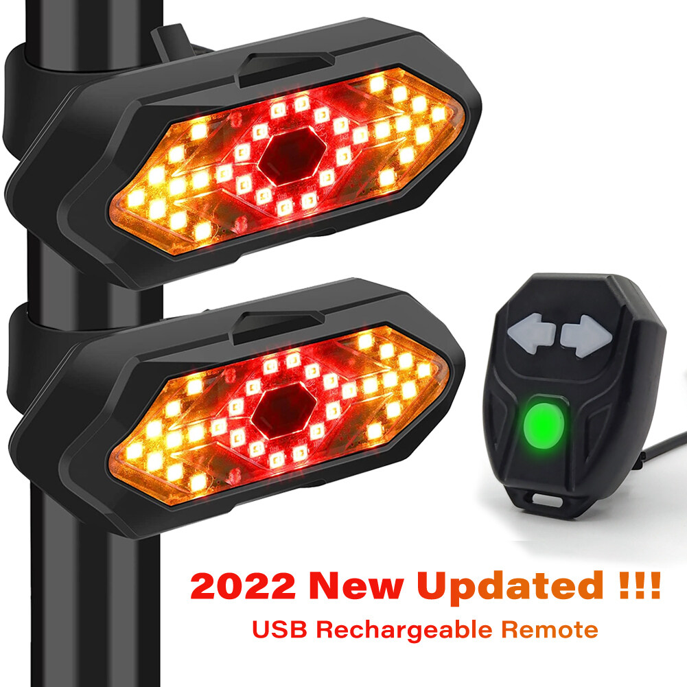Bicycle Turn Signal Light Wireless Remote Control USB Rechargeable Front Rear Bike Tail Lights for Bicycles Scooters MTB Road
