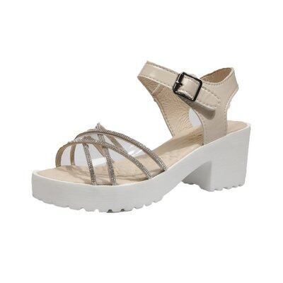 Women Plus Size All-match Rhinestone High Heels Evening Shoes