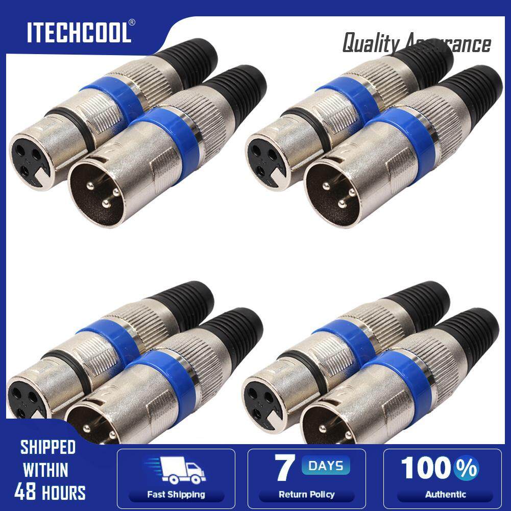 8pcs 4 Male 4 Female XLR 3Pin Plug Microphone Audio Cable Connector Adapter