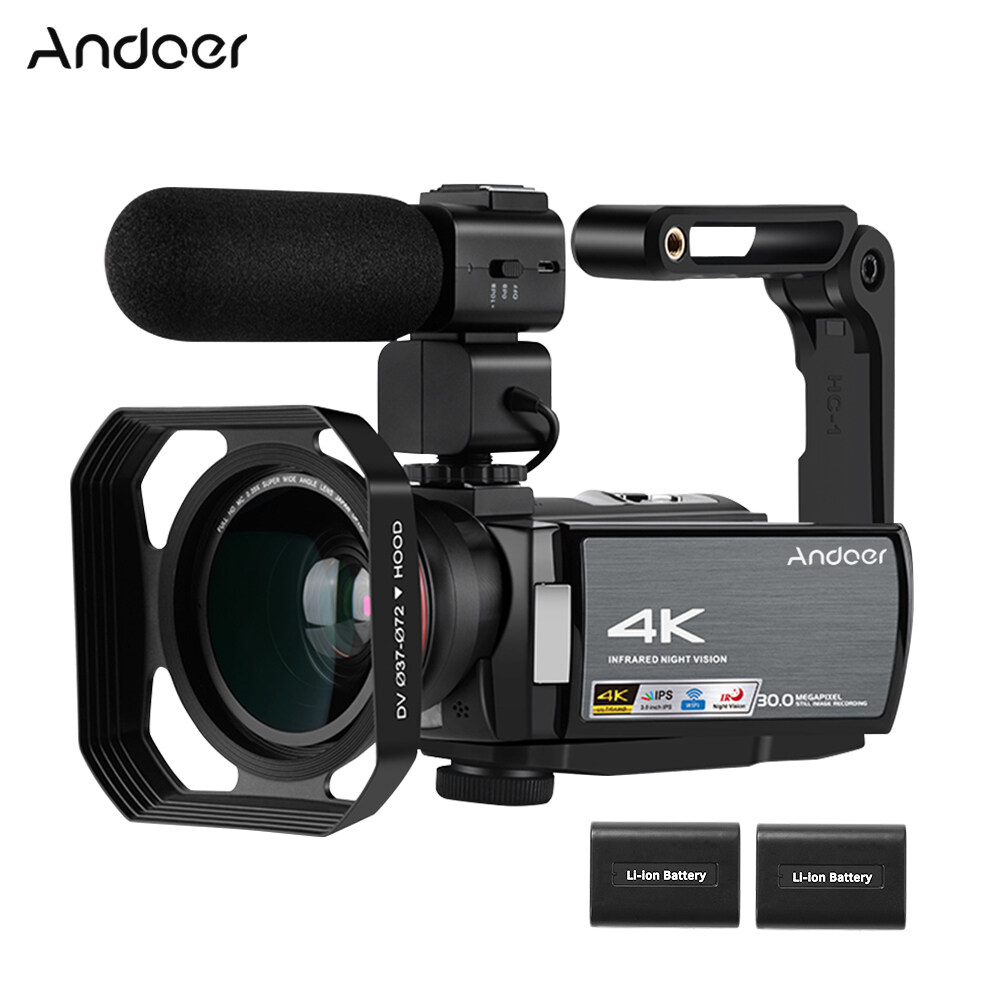 Andoer HDR-AE8 4K WiFi Digital Video Camera Camcorder DV Recorder 30MP 16X Digital Zoom IR Night Vision 3 Inch IPS LCD Touchscreen