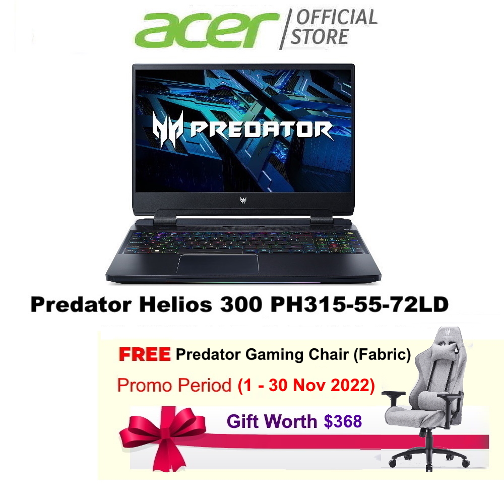 [12th Gen Intel i7-12700H Processor] Predator Helios 300 PH315-55-72LD 15.6-inch FHD IPS 165Hz Gaming Laptop | NVIDIA RTX 3060 Graphics