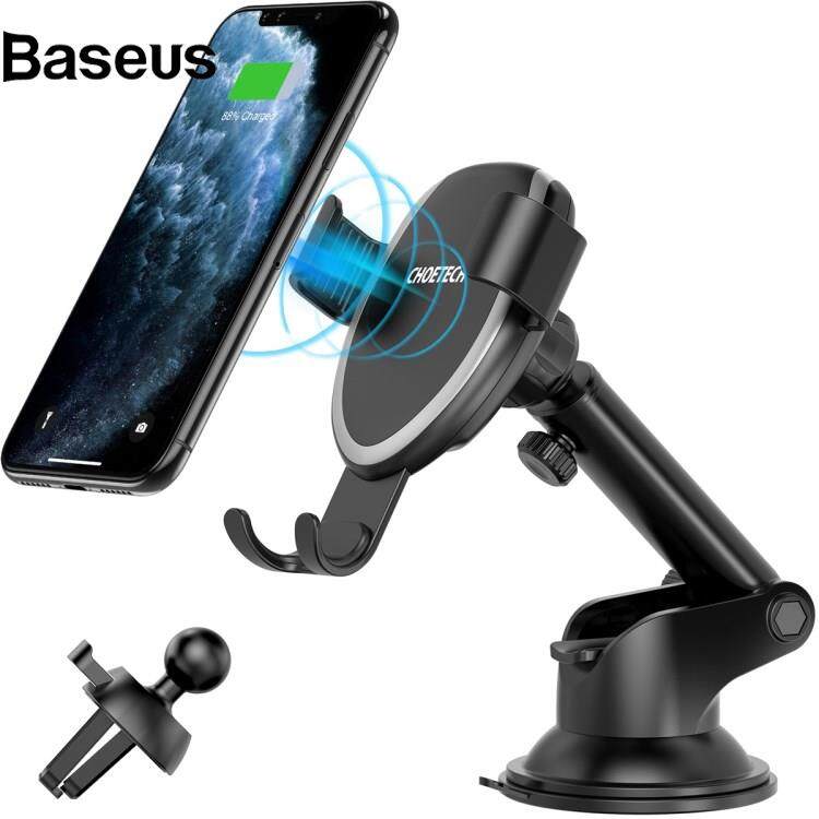 Baseus CHOETECH T536-S 10W Wireless Charger Gravity Auto Clamping Suction Cup Mount Phone Holder with Air Vent Clip