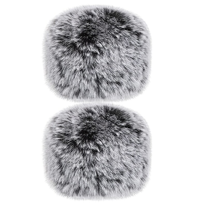 2 Pieces Microphone Furry Windscreen Muff Mic Wind Cover Fluffy Mic Cover for Blue Yeti Condenser Mic