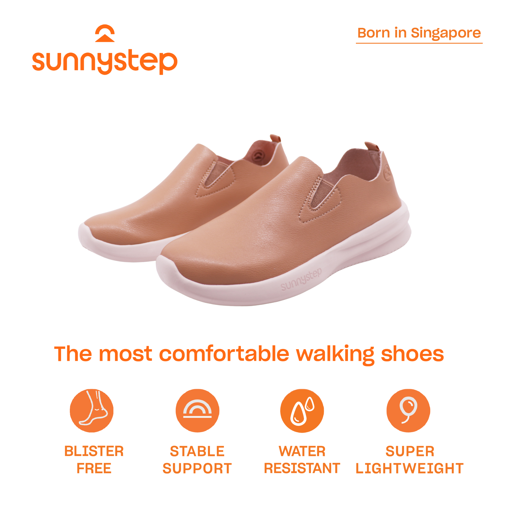 Sunnystep - Balance Walker - Slip-on in Milk Tea - Most Comfortable Walking Shoes