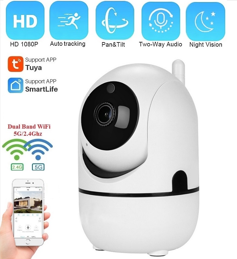 YLANTECH TUYA HD 1080P Home Security IP Camera Wifi Auto Tracking Wireless 2.0MP Mini Cam Two Way Audio Night Vision CCTV Video Surveillance Baby Monitor