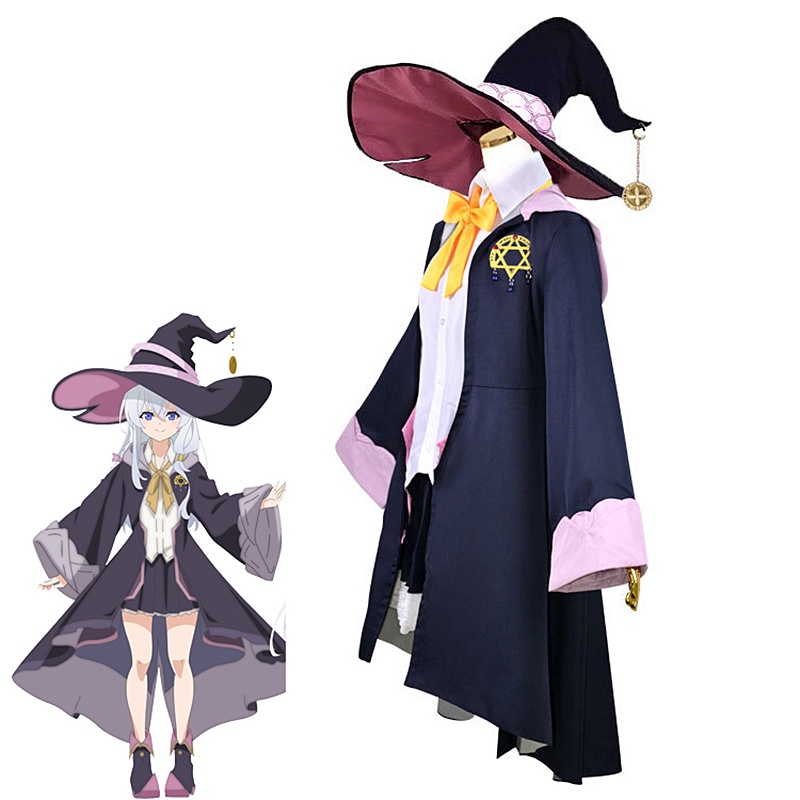 MUGE Wandering Witch: The Journey of Elaina Anime Cosplay Costumes Elaina Black Robe Hat Dress Suit Ashen Witch Halloween