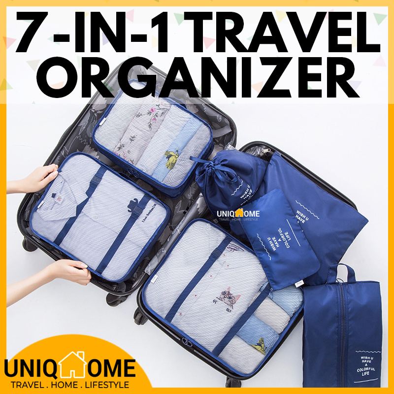 UniqHome Travel Organizer 7 Pieces Foldable Washable Luggage Set Organizer Luggage Organizer  Travel bag Luggage Organiser Foldable bag Packing Bag Travel Organiser