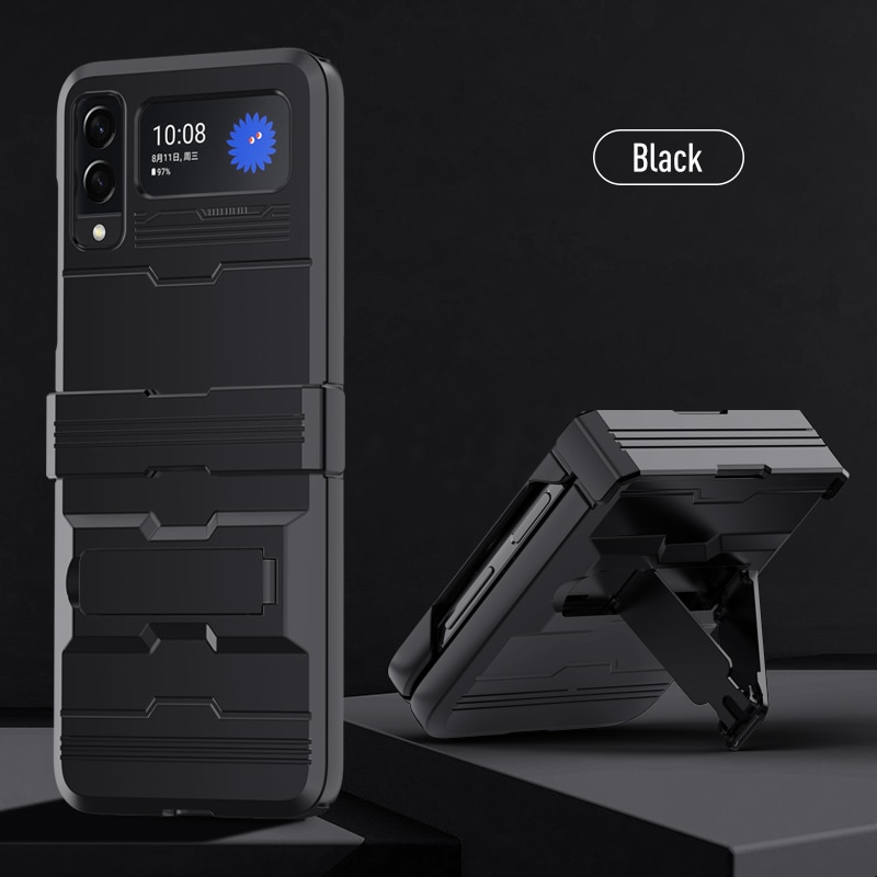 HOCE Armor Shockproof Kickstand Phone Cases for Samsung Galaxy Z Flip3 5G Flip 3 4 ZFlip3 Flip4 Case Full Coverage Holder Bracket Hard PC Cover