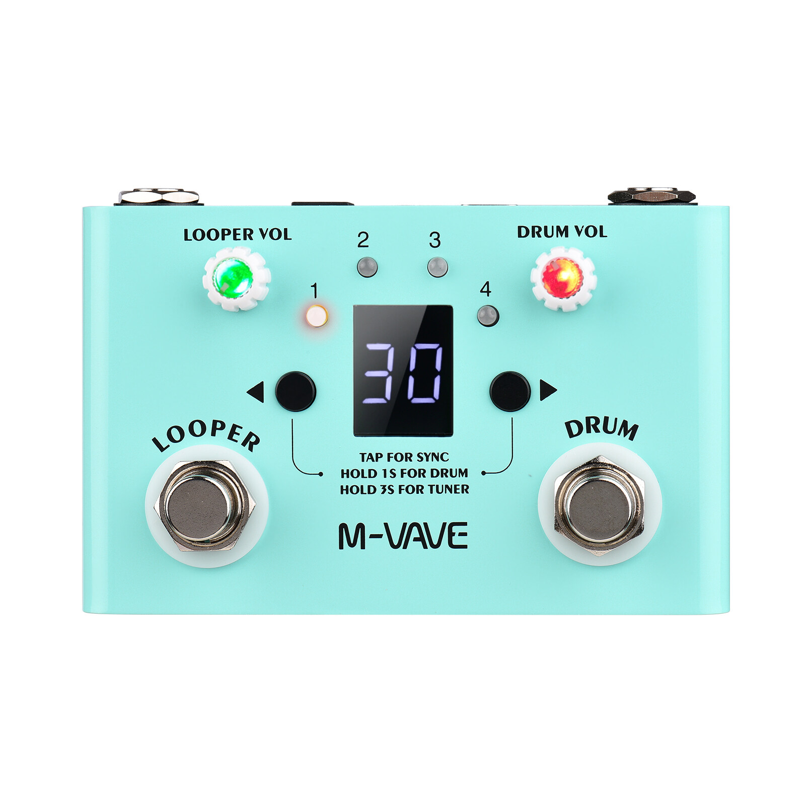 M-VAVE LOST TEMPO Effect Pedal Drum & Looper Effector Mini 2-in-1 Looper & Drum Machine Double Footswitch Looper Pedal Looper Guitar Pedal 30 Drums & 4 Loops High Precision Tuner