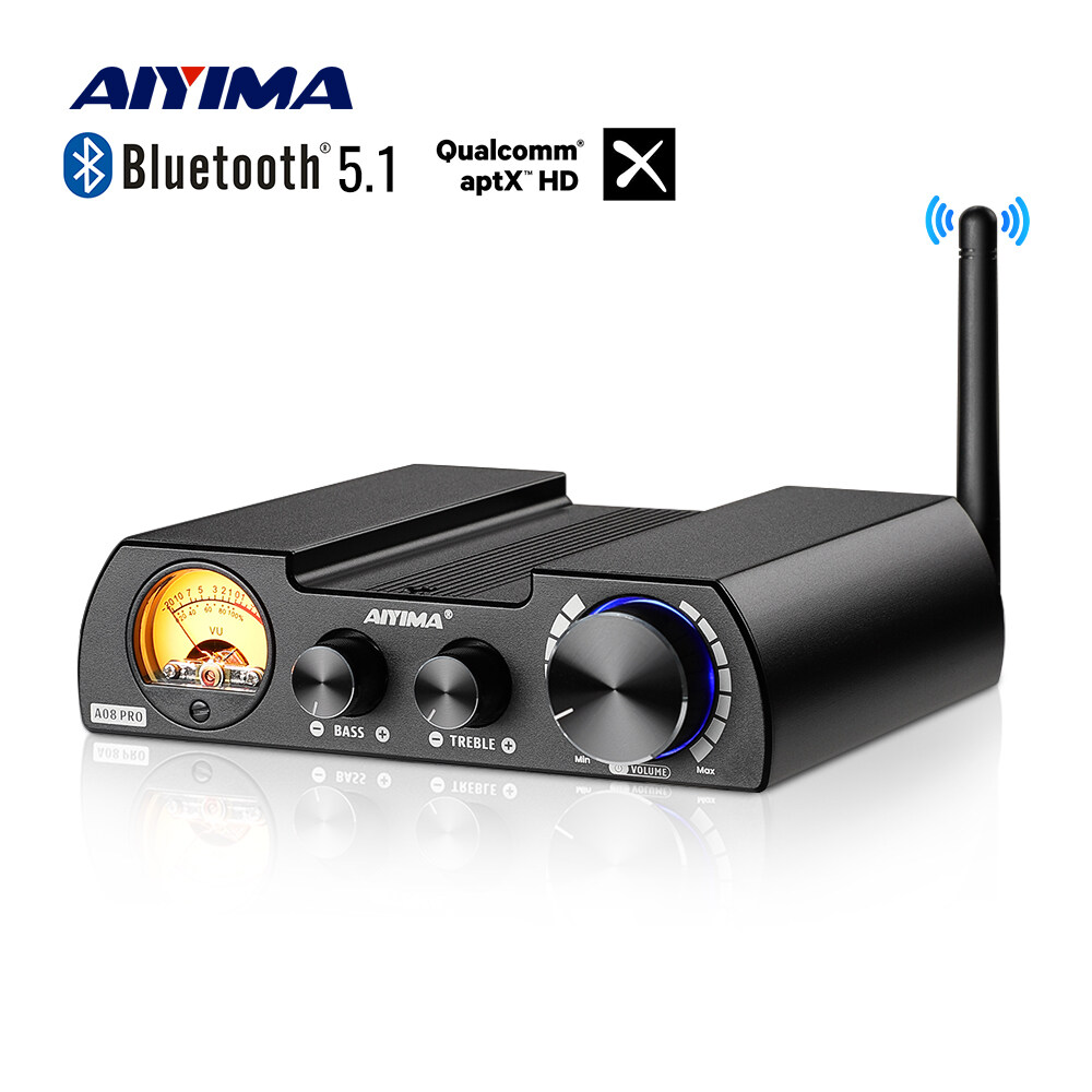 AIYIMA A08 Pro Amplifier TPA3255 Bluetooth 5.0 Power 300Wx2 Stereo Audio Amplifier Speaker Home Amplificador VU Meter Amp