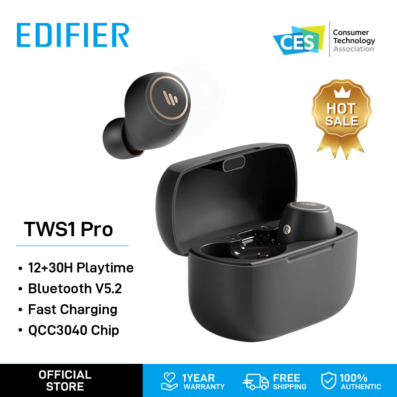 Edifier TWS1 Pro Wireless Bluetooth Earphone Qualcomm CVC  8.0 aptX Bluetooth V5.2 up to 42hrs playback time Fast charging  IP65