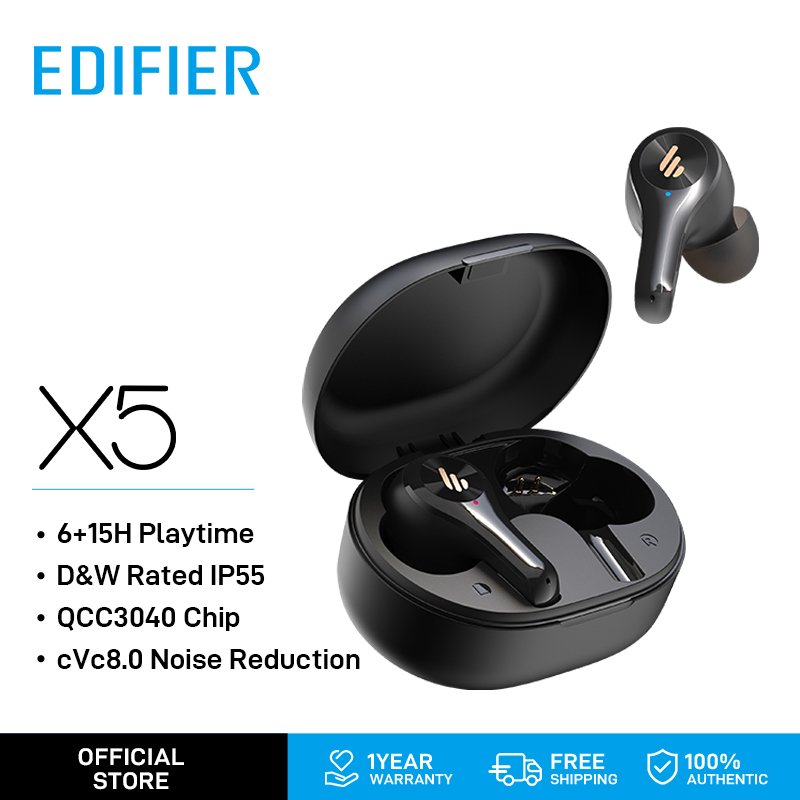 Edifier X5 Wireless Headphone Bluetooth 5.0 Noise Cancelling Touch Control IP55 Dustproof and Waterproof Deep Bass