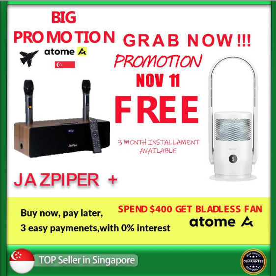 【Promotion】Jazpiper & Jazpiper plus all-in-one KTV Family Karaoke set with 2 wireless Microphone Karaoke Local warranty 1year FREE Carikken CR-921 Bladeless Fan