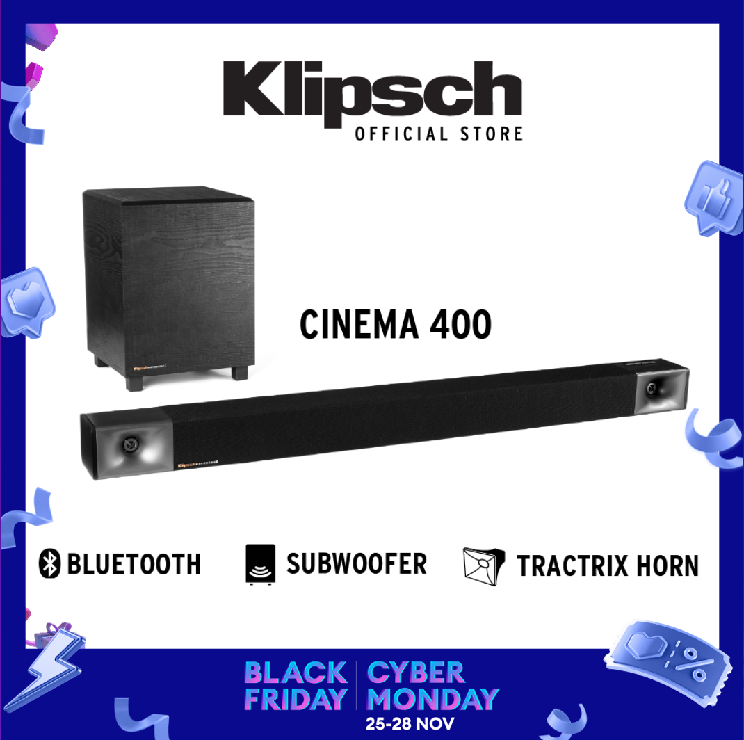 Klipsch Cinema 400 Soundbar With Subwoofer For TV - Home Theater System With Bluetooth