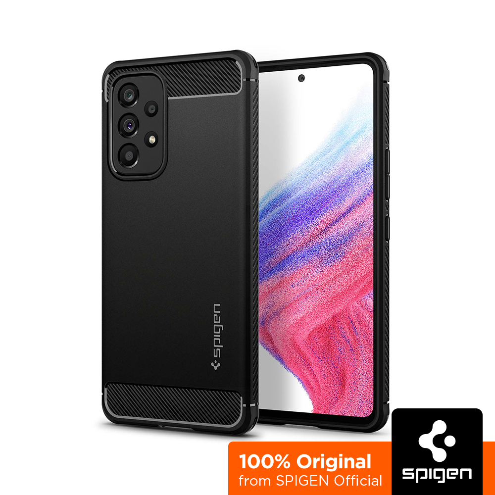 SPIGEN Case for Samsung Galaxy A53 5G / A13 LTE [Rugged Armor] Carbon Fiber Design Black TPU Case with Flexible and Durable Shock Absorption / Samsung A53 Case / Galaxy A13 Case / Galaxy A53 Casing / 