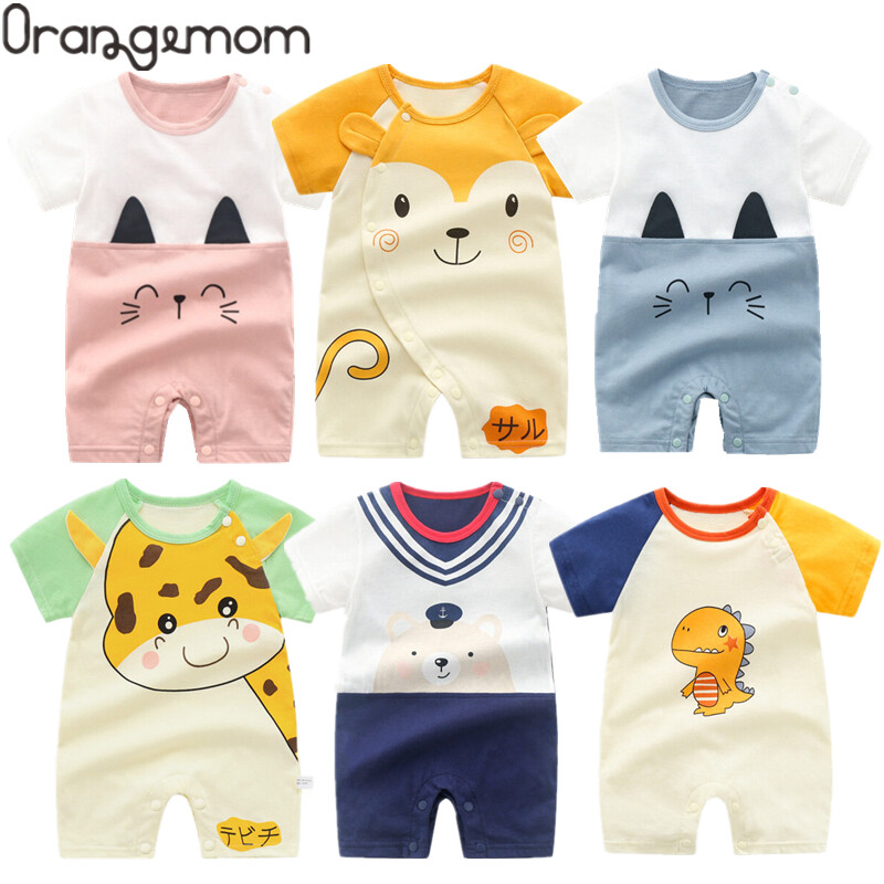 OrangeMom Newborn Clothes Summer 0-3y Baby Boys Bodysuit Home Wear Cartoon Baby Girls Rompers Cute Funny Baby Costume