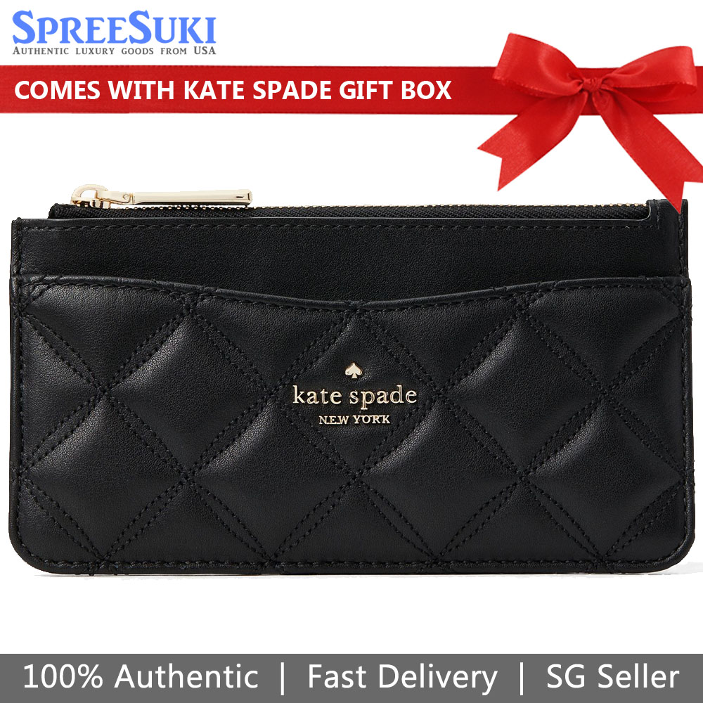 Kate Spade Card case In Gift Box Natalia Large Slim Card Holder Black # WLRU6343
