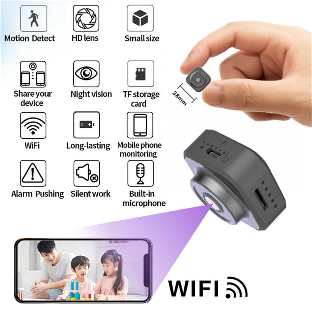 2022 Mini Wifi Spy Camera HD 1080P Wireless Hidden Camera Mini Micro Voice Recorder Motion Detection Home Security Nanny IP P2P Camera DVR Camera with Rechargeable Battery