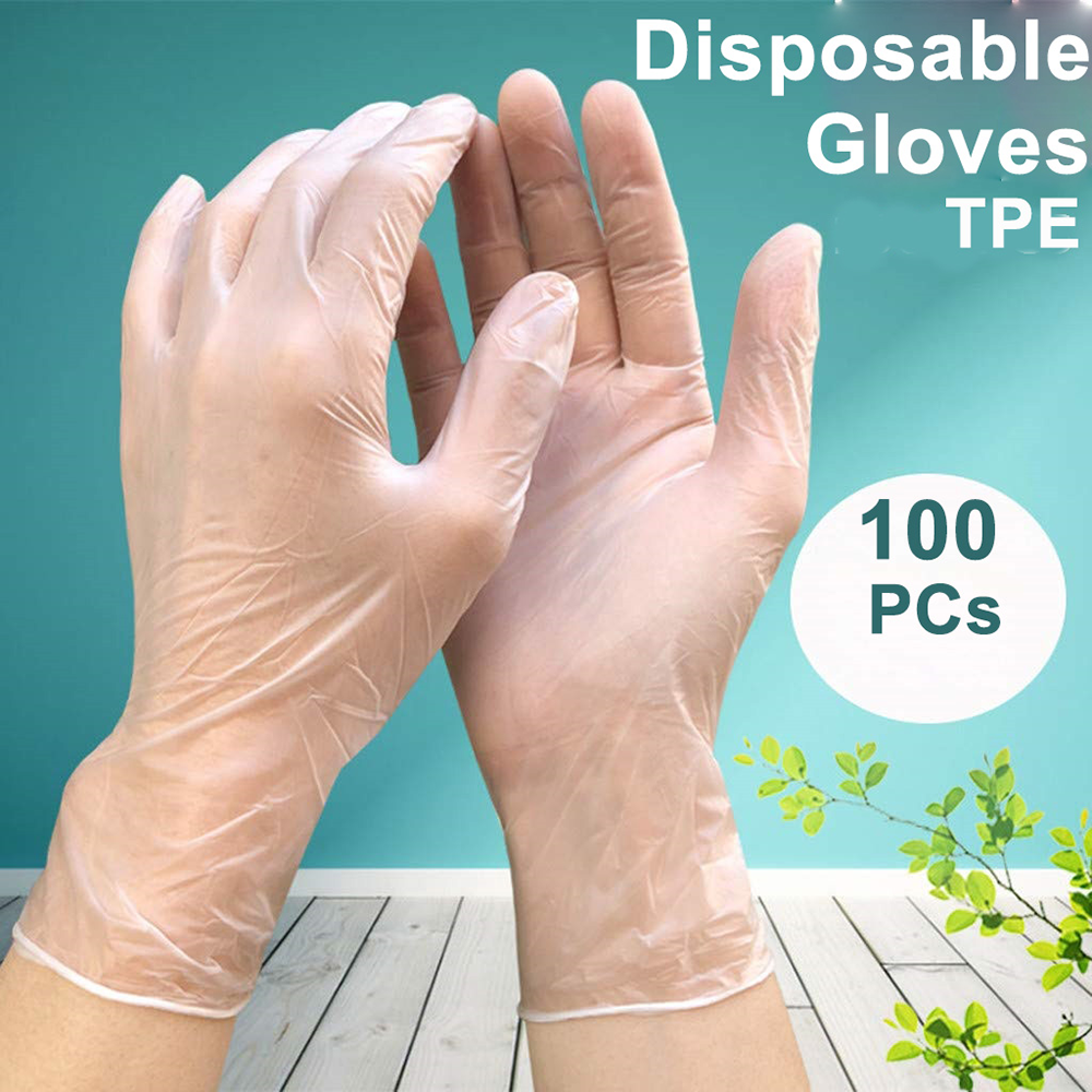 One Box 1,00 pieces super poly disposable gloves, TPE Vinyl gloves Household Cleaning Products food service washing gloves