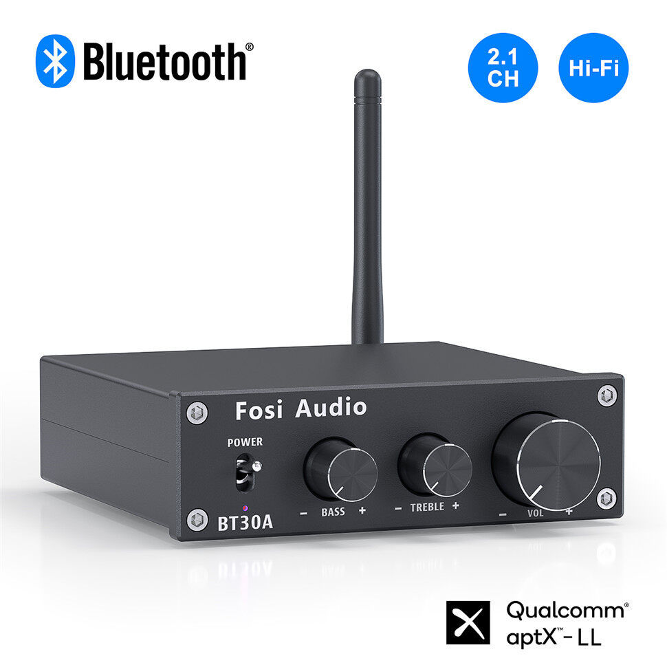 Fosi Audio 2.1 Channel Digital Bluetooth Amp with Bass & Treble Stereo Audio Amplifier For Home Passive Speakers Subwoofer BT30A With 24V Power Supply
