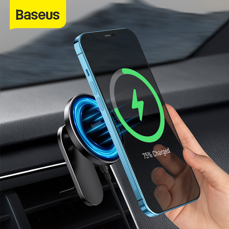 Baseus Magnetic Wireless Car Charger Phone Holder for iPhone 14/13/12 Series Fast Wireless Charger for Car Air Vent Mount Holder Stand