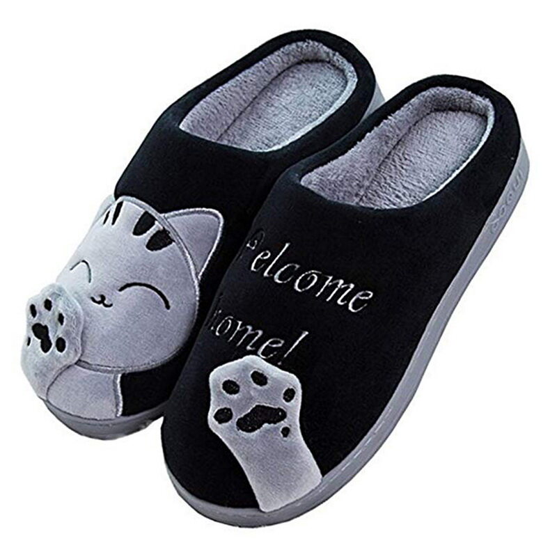 Simple Unisex Home Slippers Living Room Cotton Fabric Comfortable Warm Slippers Anti-slip Thick Sole Indoor Slippers