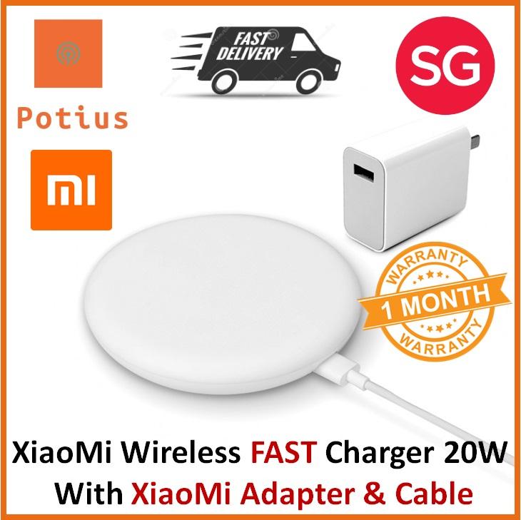 XiaoMi Fast Charge Wireless Charging Pad - 20W (Qi Compatible) With XiaoMi  27W Adapter & Cable
