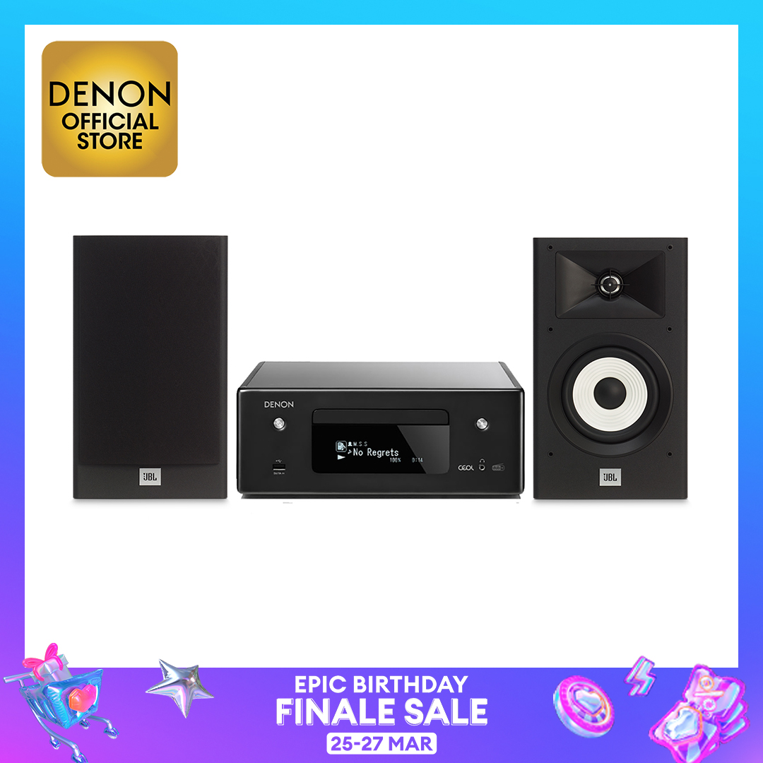 Denon CEOL RCD-N11DAB blk with JBL Stage A120 Bookshelf Loud speakers blk