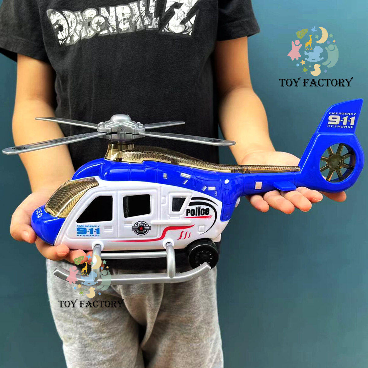 Kids toy Police Helicopter medium size rolling with sounds and lights high Quality