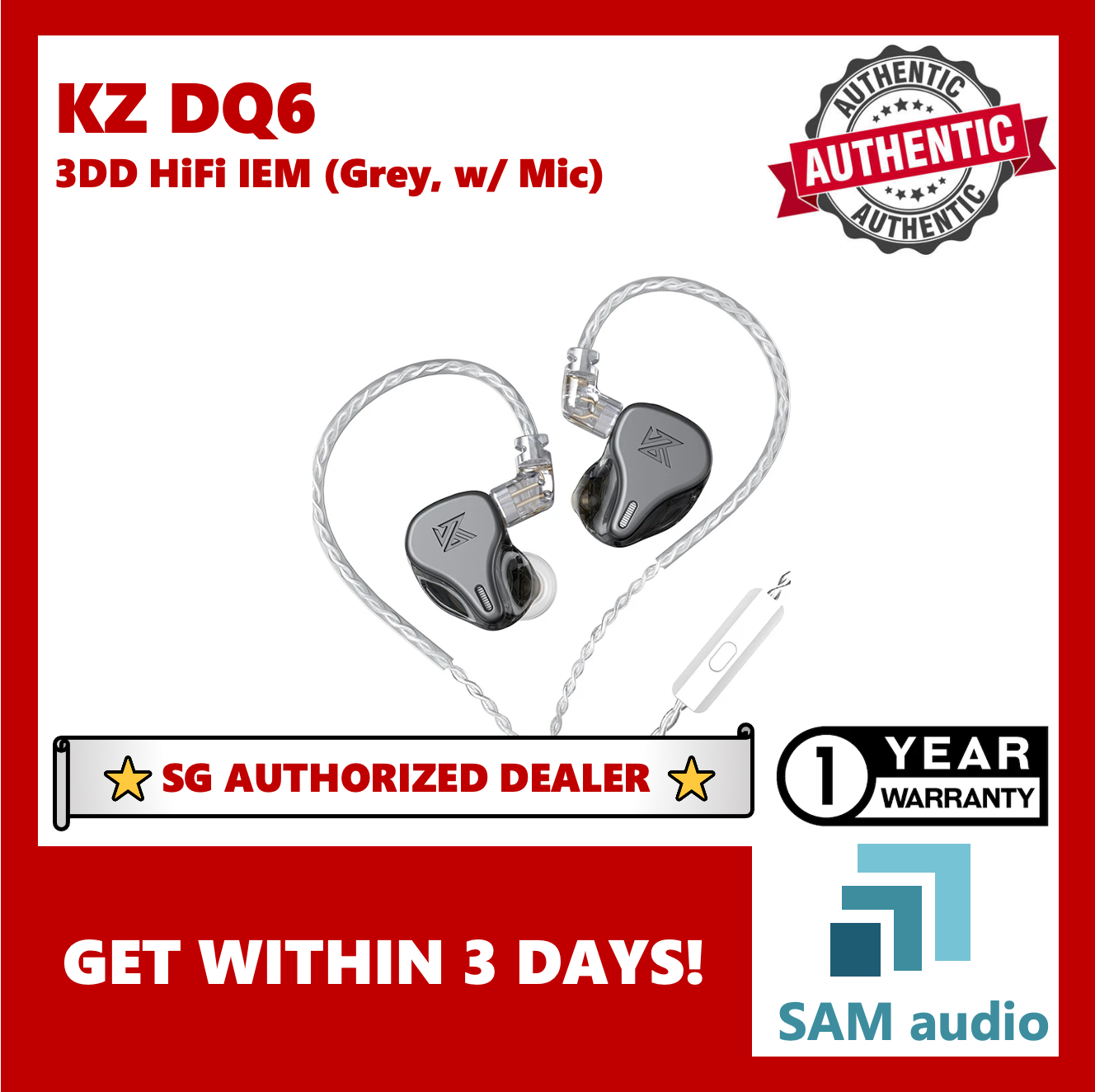 [SG] KZ DQ6 3DD HIFI In-Ear Monitors