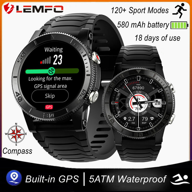 LEMFO GPS Smart Watch 2022 5ATM Waterproof Heart Rate Blood Oxygen Outdoor Health Sports Original New Smartwatch for Men Women Android iOS PK X-Trek