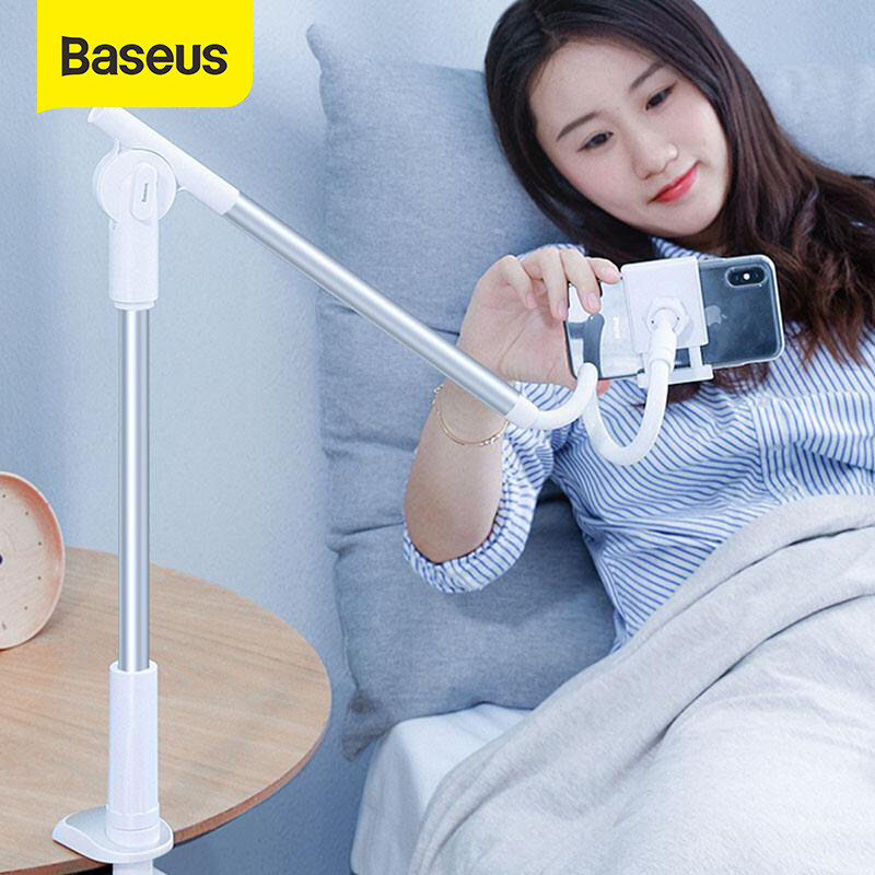 Baseus 360 Rotating Flexible Long Arm Lazy Phone Holder Adjustable Desktop Bed Tablet Clip For iPhone 14 13 12 11 Pro Samsung S20 Xiaomi HuaWei Vivo Mobile Phone Holder