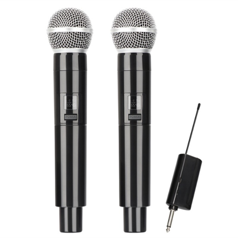 D4 Wireless Rechargeable Microphone UHF Recording Karaoke with 2 Handheld Mic,for Stage,Church,Party,School.