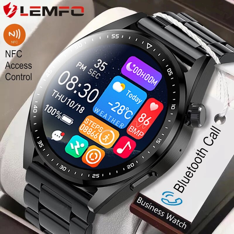LEMFO HW3 Pro Smart Watch 2022 New NFC AI Voice Assistant Bluetooth Call Music Playback Heart Rate Blood Pressure Waterproof Sports Smartwatch for Men Women Android iOS