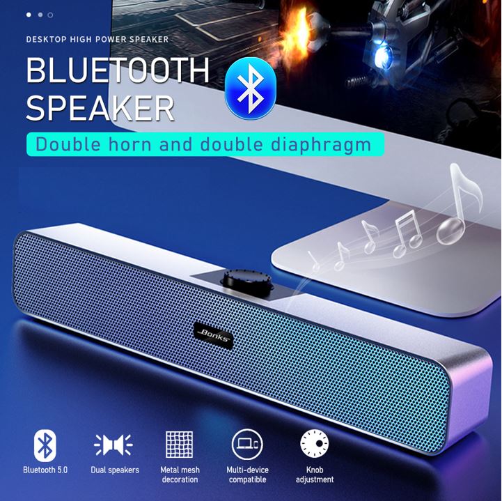 Bonks N2 bluetooth Speaker Home Soundbar DSP Heavy Bass Stereo TF Card U Disk AUX USB Power Desktop Speaker Sound Bar